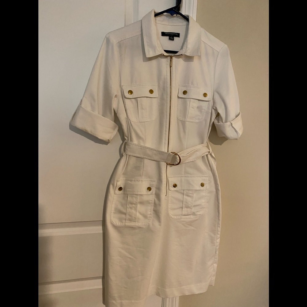 White Utility Dress. Perfect for graduations or teas.